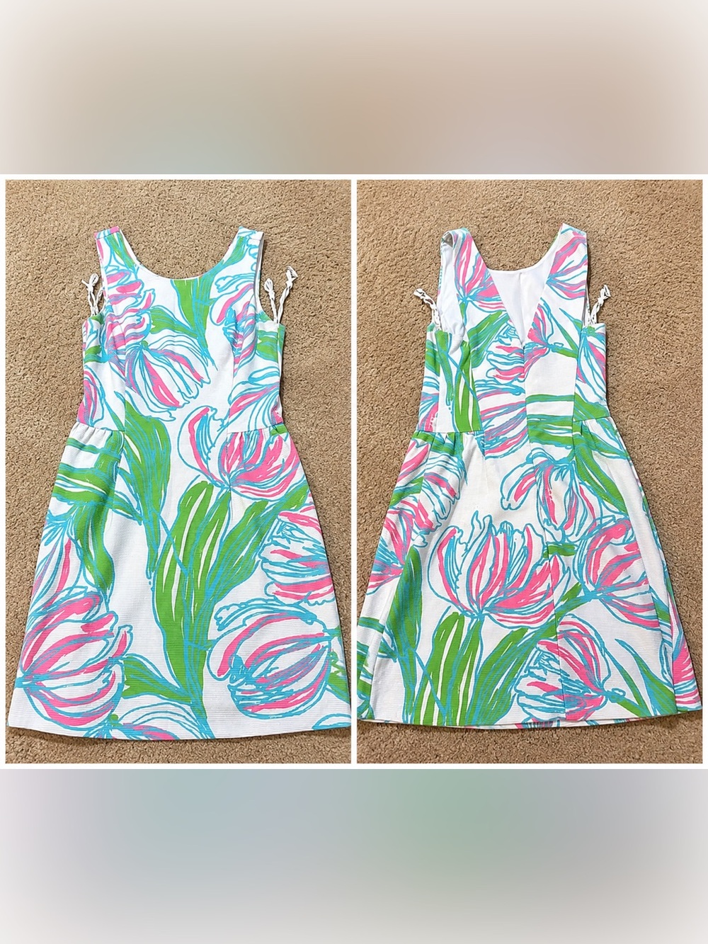 Lilly Pulitzer Floral Fit & Flare Dress Pink Green Blue White